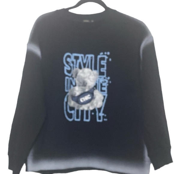 MOMA sweatshirt, black with embellishments, and gray ombré details. Size 38 - Picture 1 of 5